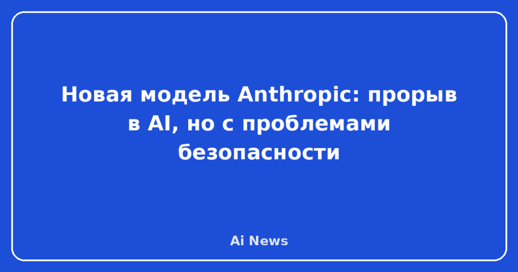 Новая модель Anthropic: прорыв в AI, но с проблемами безопасности