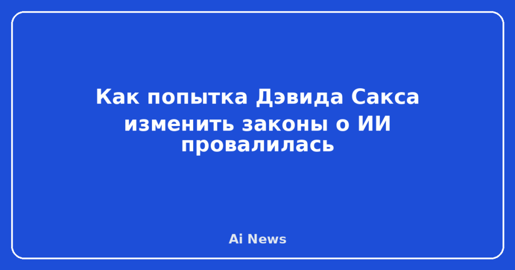 Как попытка Дэвида Сакса изменить законы о ИИ провалилась