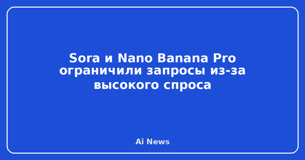 Sora и Nano Banana Pro ограничили запросы из-за высокого спроса