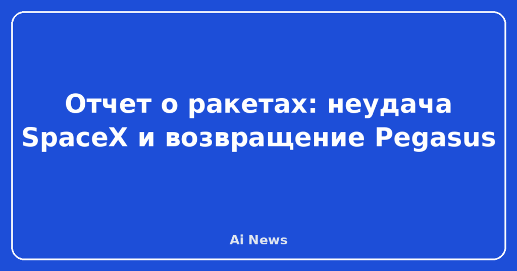 Отчет о ракетах: неудача SpaceX и возвращение Pegasus